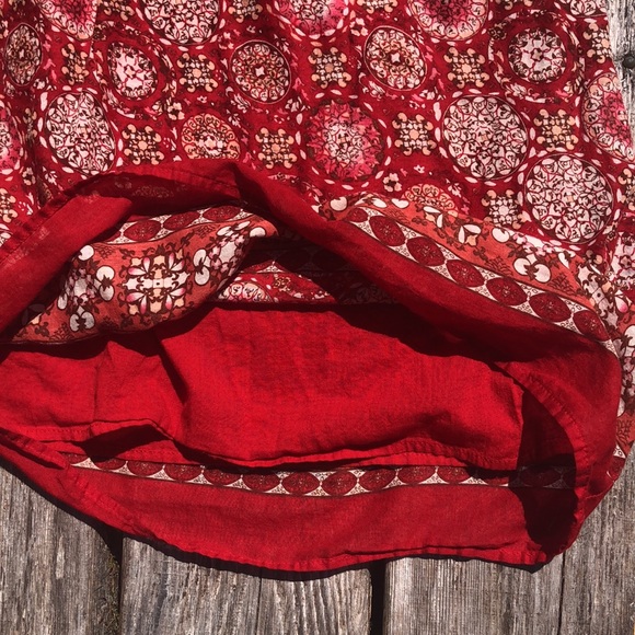 Red boho cotton summer dress - Picture 4 of 9